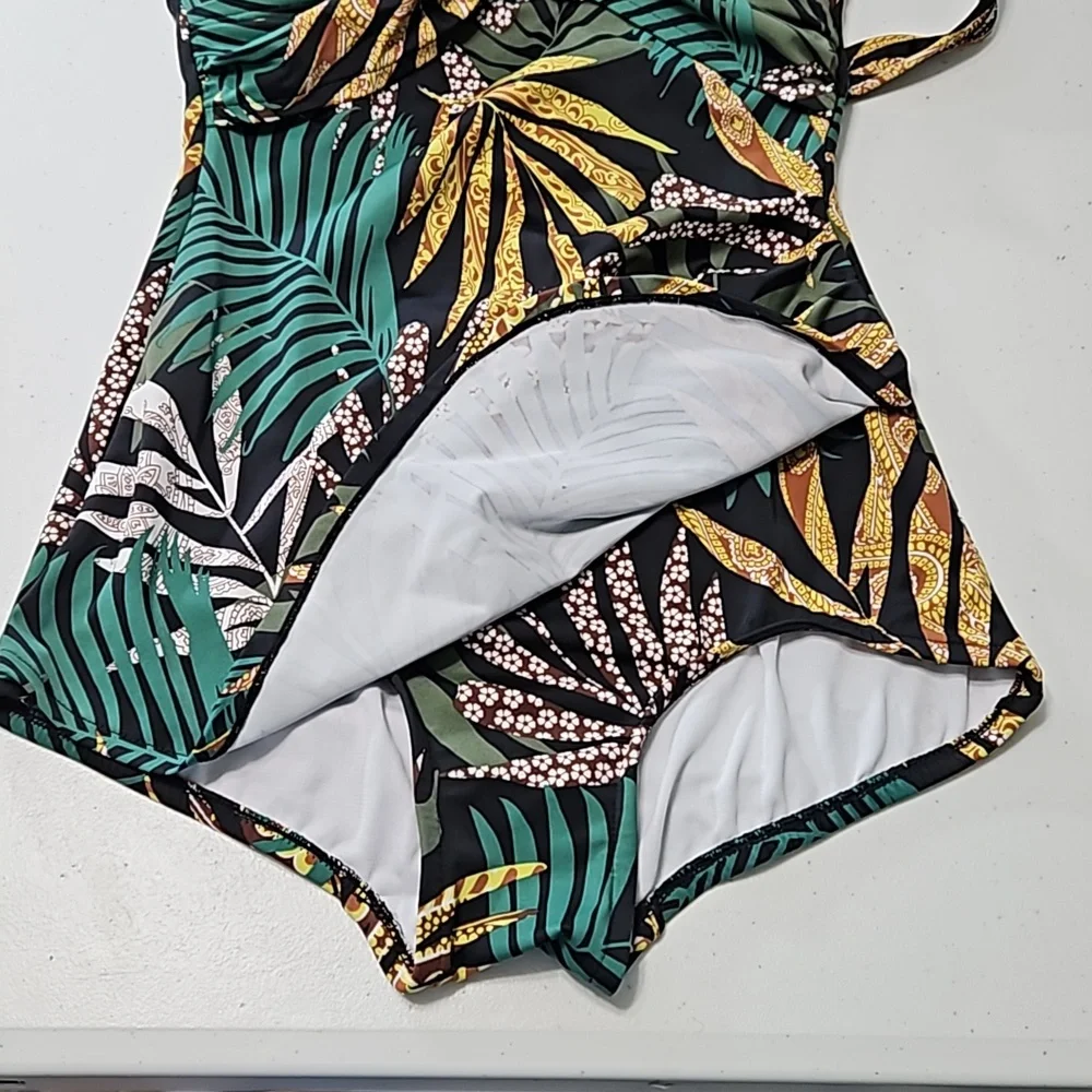 SWIM SUIT palm leaves one piece